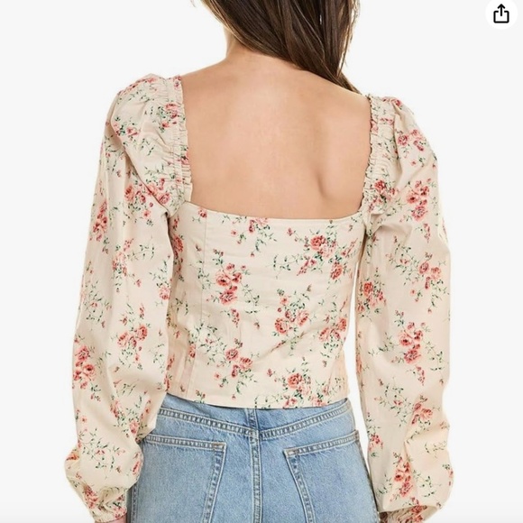 WEWOREWHAT Ruched Cup Top Bustier Floral Cotton Top Large - Picture 2 of 10
